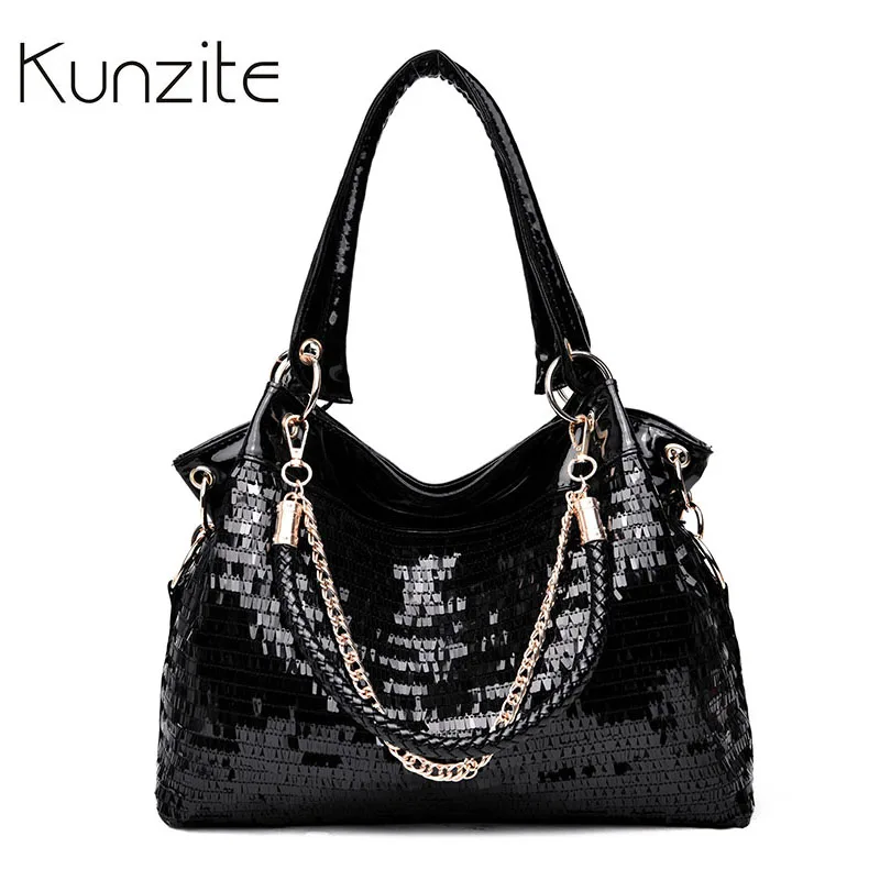 

Kunzite Sequin Design Women Leather Handbags Large Capacity Tote Bag Ladies Daily Work Shopping Bag Top-Handle Shoulder Bags Sac