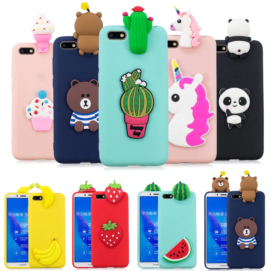 Y5 (2018) cubierta de silicona en la sFor Fundas Huawei Y5 primer 2018 Coque Huawei Y 5 Y5 2018 3D unicornio Panda teléfono casos