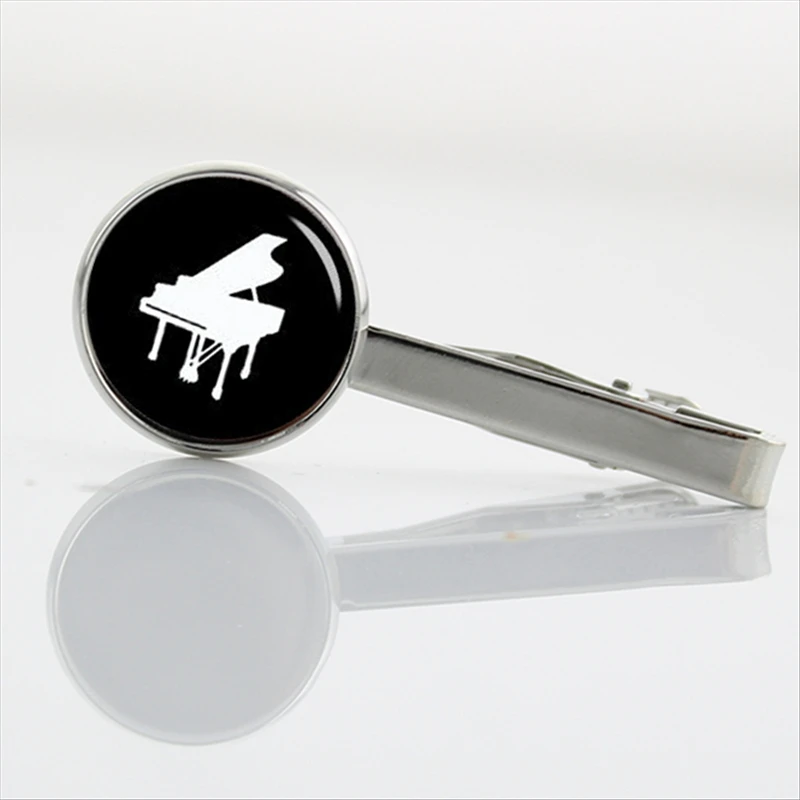 

New Arrival piano Tie Clips Musical instrument silhouette art picture tie pin Interesting Wear Necktie Tie Clip T 765