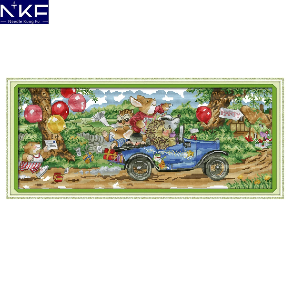 

NKF Traveling Cross Stitch Kits Printing for 14CT or 11CT Count Fabric Count Needlework Embroidery Cross Stitch Counting Pattern