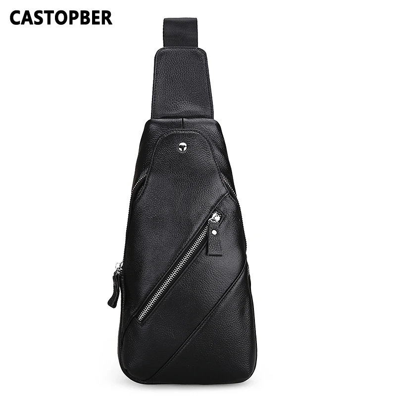 

Cowhide Genuine Leather Men's Chest Bag Crossbody Bag Shoulder Bags For Men Casual Fashion Famous Brand High Quality