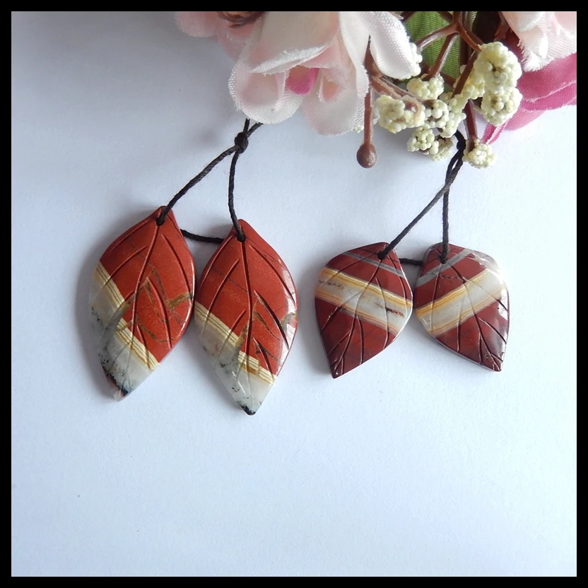 

2 pair Natural Red River Jasper women fashion Earrings,Semiprecious stone earring,27x18x4mm,6.4g 36x19x4mm,8.3g