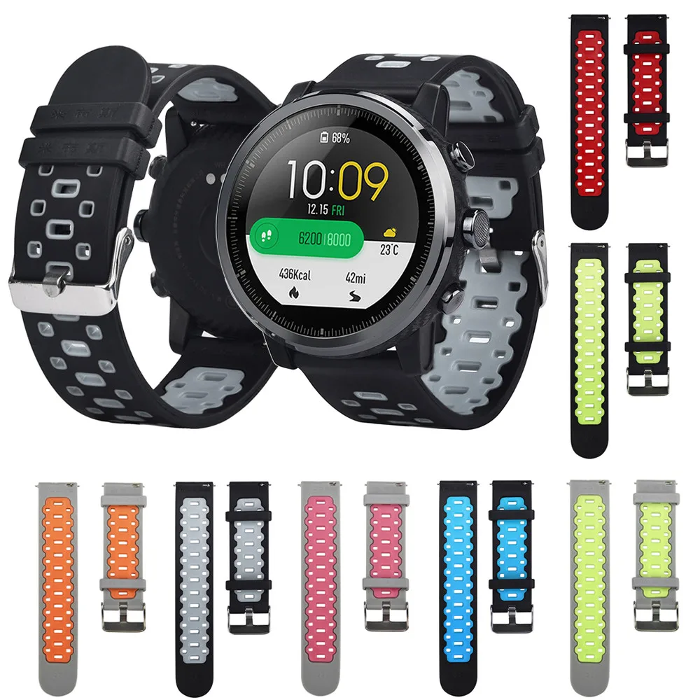 

22MM Watch Strap 2018 High Quality Lightweight Ventilate Soft Silicone Watch Band Wrist Strap for Amazfit Stratos 2