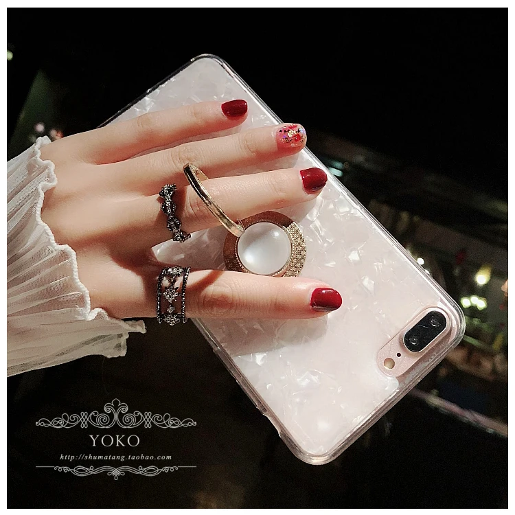 Жемчужный чехол для телефона из горного хрусталя iPhone X Pearl Ring Поддержка Kickstand