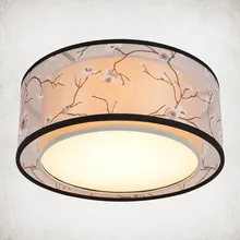 Modern Chinese style Round ceiling lights,dia 45/50/60CM flax fabric&iron lampshade home lighting fixture for bedroom study room