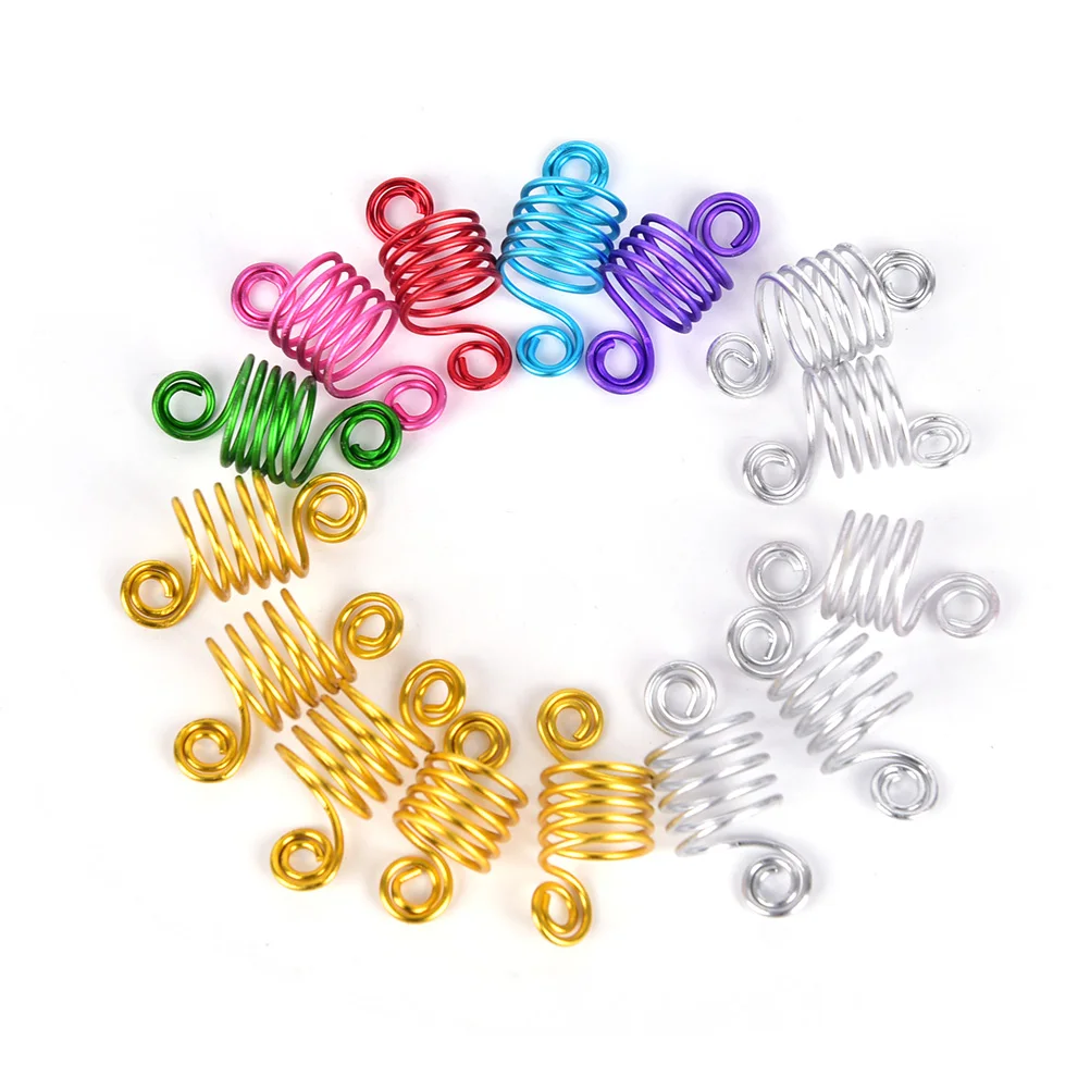 10pcs/lot Fashion Aluminum Hair Braid Dreadlock Beads Cuffs Clips Braid Spiral For Braid Hair Extension Accessories 10pcs/lot Fashion Aluminum Hair Braid Dreadlock Beads Cuffs Clips Braid Spiral For Braid Hair Extension Accessories