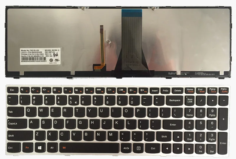 Клавиатура для ноутбука для lenovo IdeaPad 305-15 305-15IBD 305-15IBY 305-15IHW черный/серебристый США клавиатура с подсветкой