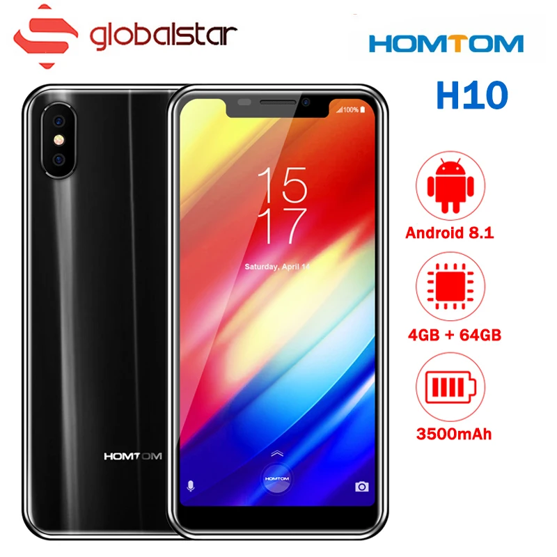 HOMTOM H10 5,85 дюймов 4 ГБ + 64 ГБ мобильного телефона mtk6750t восемь ядер Лицо отпечатков пальцев ID Android 8,1 16MP 8MP 3500 мАч оты смартфон