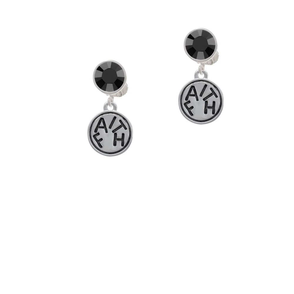 Faith in Circle Crystal Clip On Earrings (2)