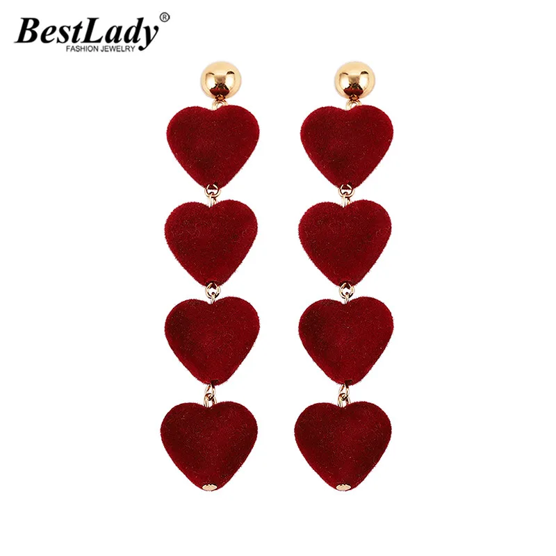 

Best lad Heart-shaped Long Drop Earrings For Women Wedding Bohemian Red Vintage Charm Dangle Statement Earrings Gifts Jewelry