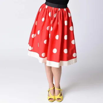 

Christmas Women Polka Dots Pattern Sexy Skirt Plus Size 3D Digital A-Line Casual Christmas Party Skirt