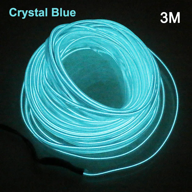 Гибкая неоновая Светодиодная лента для салона автомобиля, Светодиодная лента для сиденья Ateca Ibiza Leon, светодиодный, с круглым вырезом, 300 см, 500 см, кристально-синий - Испускаемый цвет: Crystal Blue 3m