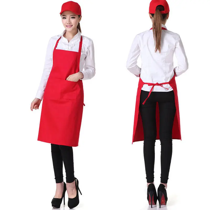 

practical Fashion Ladies and Men's Polyester High Quality Durable and Reusable Kitchen Apron Baking Cooking Restaurant Apron