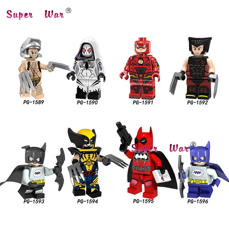 

Single Building Blocks Marvel Wolverine X-Men X Spider-Gwen The Flash Batman Deadpool Collection toys for children