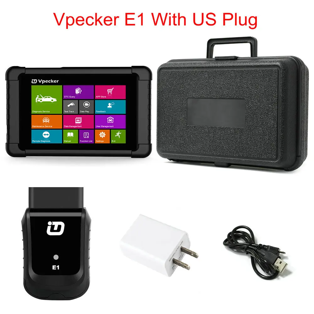 Vpecker E1 полная система OBD2 wifi сканер Windows планшет диагностический инструмент много языков ABS SRS DPF Сброс масла Автомобильный сканер - Цвет: US Plug