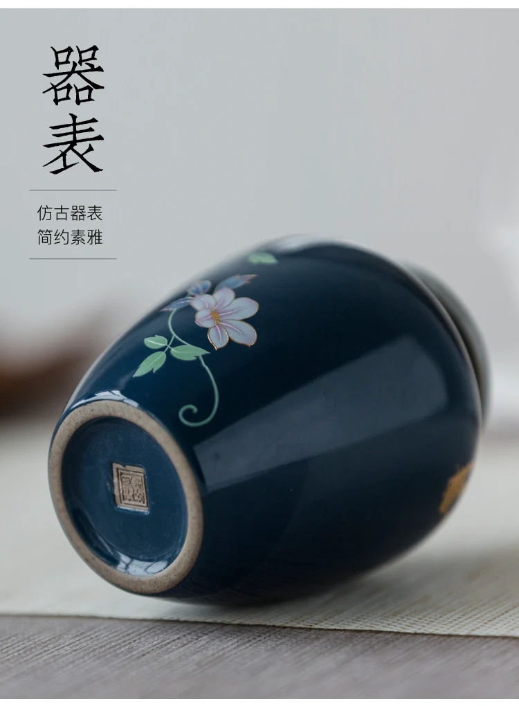 Китайский чай, керамический герметичный, грубая керамика, ручная роспись, небольшой портативный, для хранения, Pu'er, черный чай, caddy, упаковочная коробка для хранения