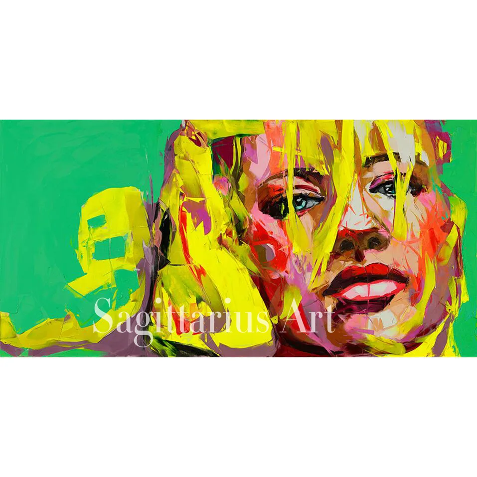 

Hand Painted Francoise Nielly Designer Untitled 571 Palette knife Abstract Oil Painting Canvas Home Decor Fine Artwork Cool Face