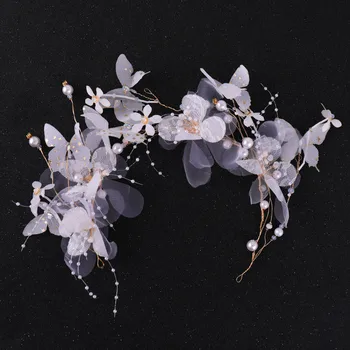 

Handmade accessories for wedding dress with butterfly tulle headband FY19052802
