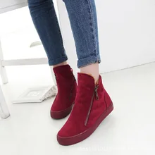 Winter Autum Side Zipper Cotton Shoes for Women Warm Thick Rubber Sole Women Ankle Boots with Fur Fashion Martin Boots Woman