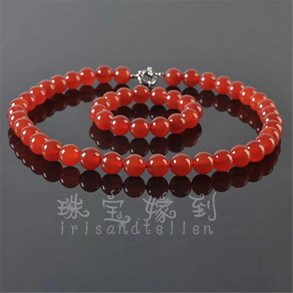 Beautiful set 10mm Red Agate jadel Beads Necklace&amp bracelet^^1&gt18K plated watch Quartz stone CZ crystal (A0511) | Украшения и