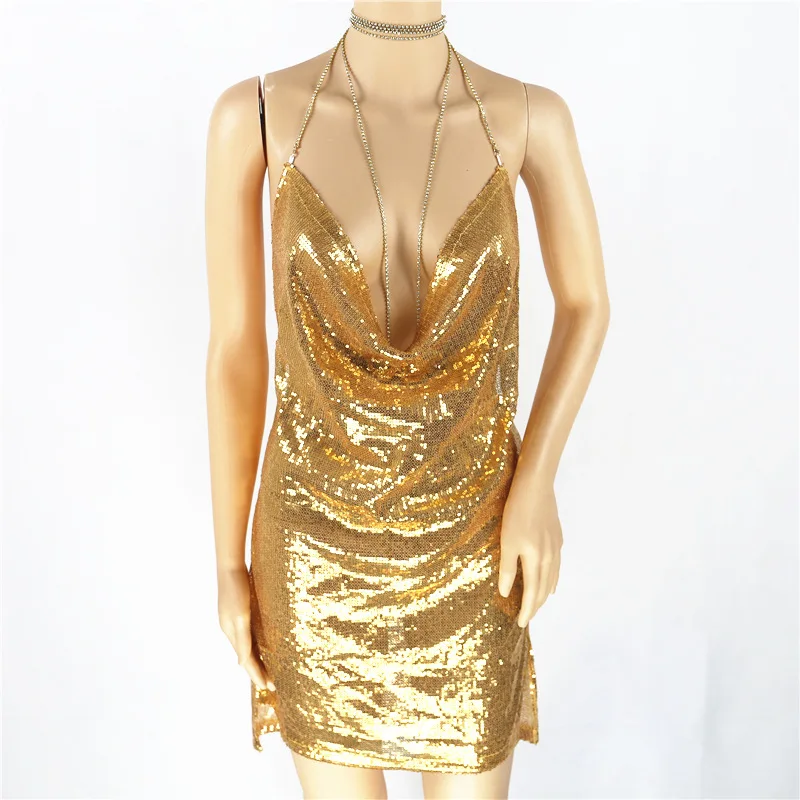 gold silver sequin dress