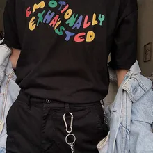 Kuakuayu HJN, красочная футболка с принтом, унисекс, Tumblr, гранж, черная футболка, милые летние топы, уличная одежда