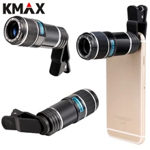 KMAX Универсальный 12X зум Мобильный телефон телефото Объективы для фотоаппаратов клип на объектив для iPhone 5 5S 6 6S samsung xiaomi