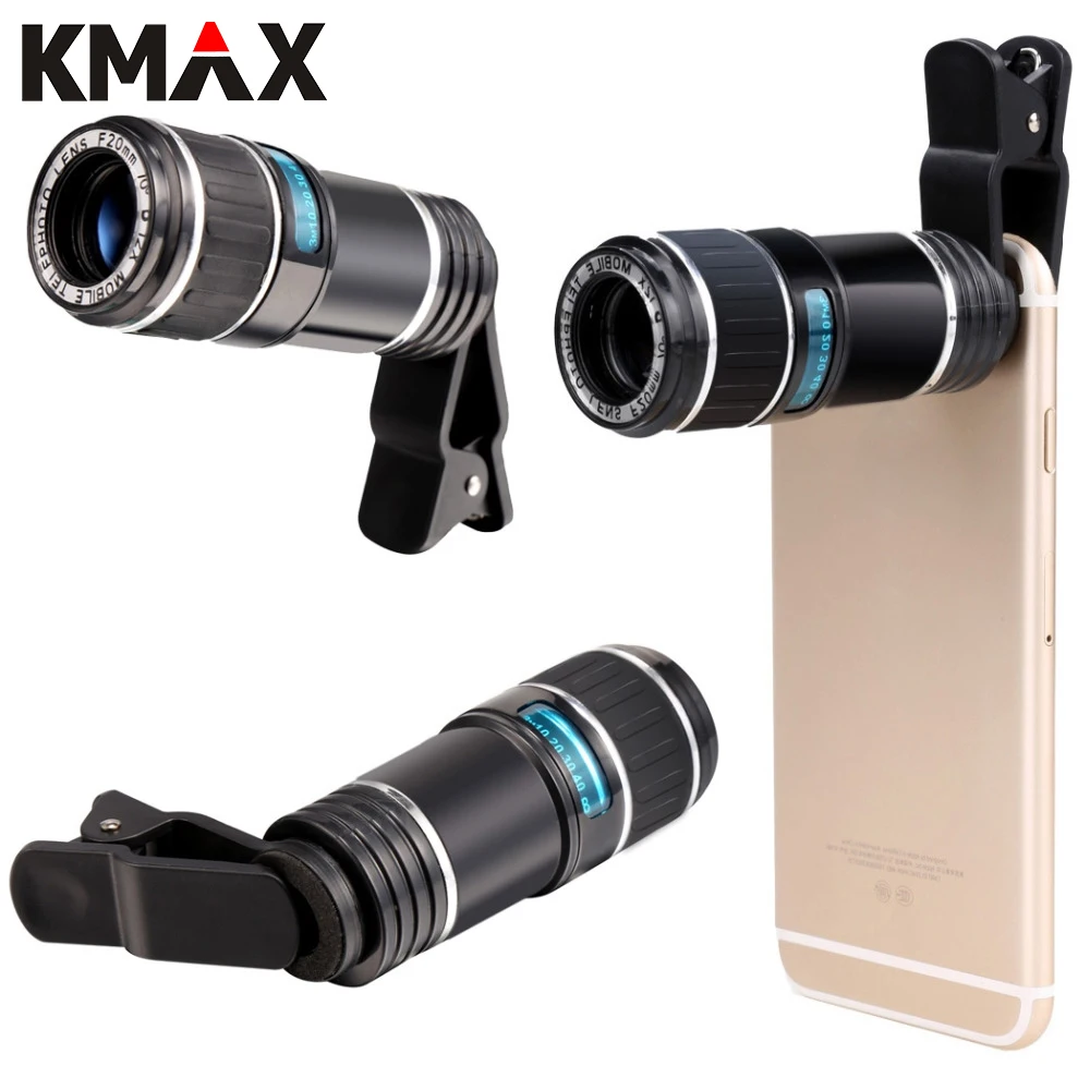 

KMAX Universal 12X Zoom Mobile Phone Telephoto Camera Lens Clip On For iphone 5 5s 6 6s Samsung xiaomi