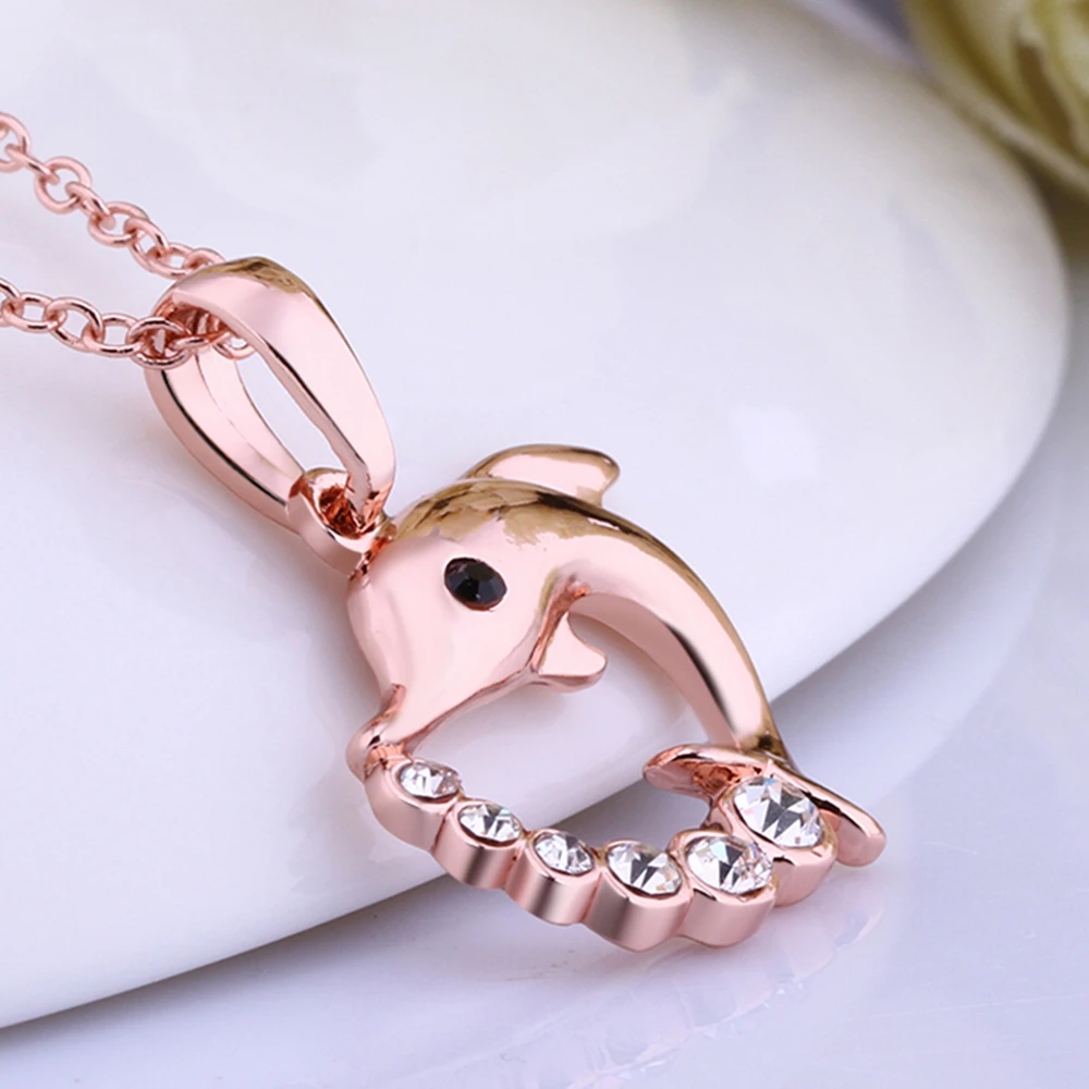 18Karat Rose Gold Plated Baby Dolphin Necklace