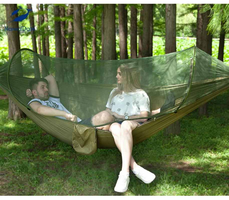 

Random Portable Double Hammock Mosquito Net Parachute Outdoor Tent Swing Chair Hammocks Upgrade Outdoor Furniture