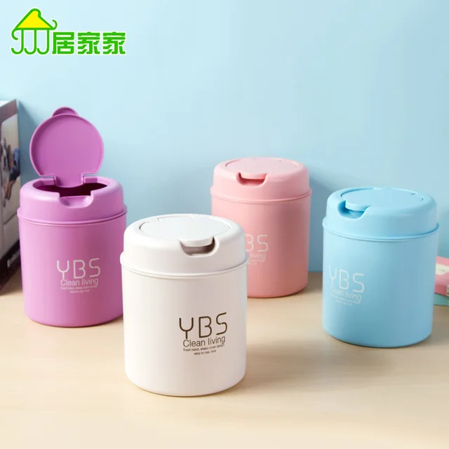 Mini Household Plastic Trash Creative Small Living Room Mini Household Plastic Trash Creative Small Living Room Desktop Storage Bucket Wastebasket Lid
