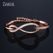 ZAKOL Мода микро проложили CZ циркония Рисунок 8 браслеты с украшением в Форме Знака бесконечности для женщин застежка Омар вечность ювелирные изделия FSBP2024
