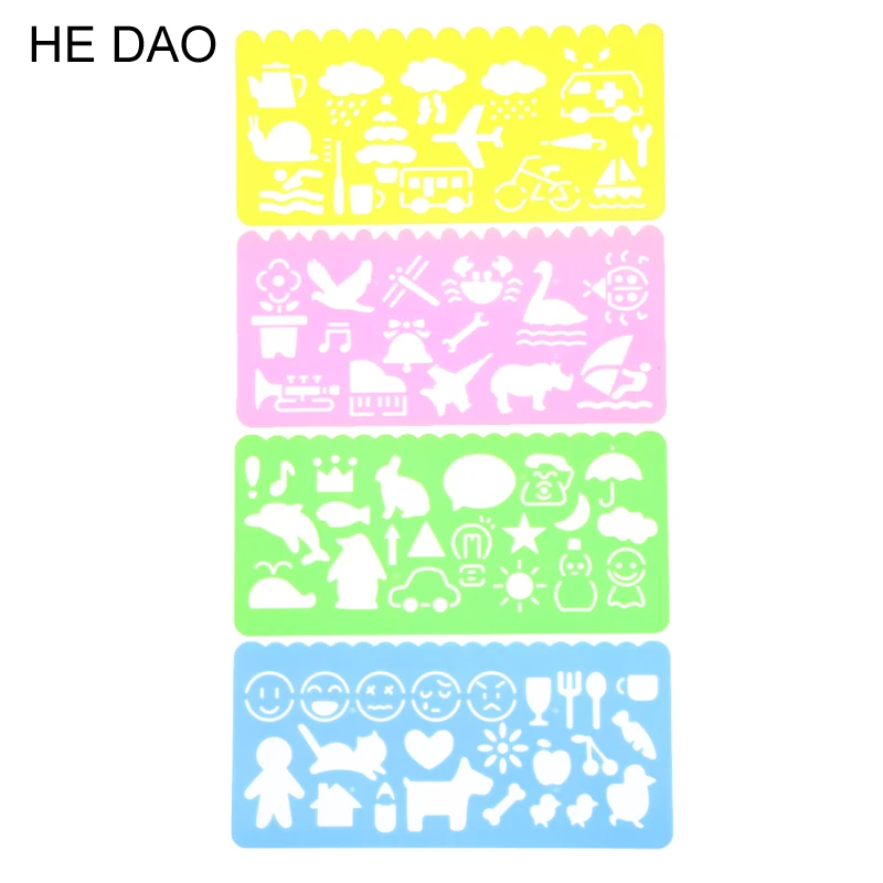 

4pcs Korea Stationery Candy Color Ruler Oppssed Drawing Template