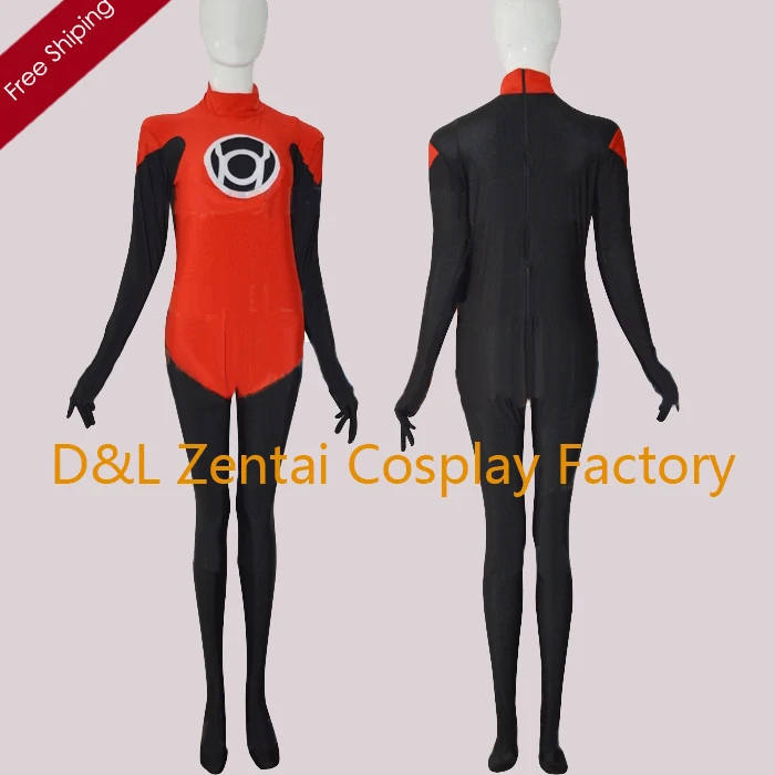 Free Shipping DHL Red Lantern Corps DC Comics Superhero Costume Halloween Party Cosplay Black And R