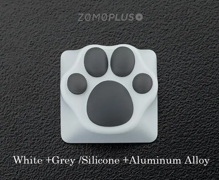 ZOMO кошачья лапа колпачки для ключей с ЧПУ, алюминиевый сплав+ Силиконовый колпачок для ключей, механическая клавиатура украшения, привлекательный подарок - Цвет: white grey