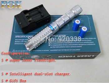 

High Power Military Blue Laser Pointer 100000m 100w 450nm Flashlight Light Burning Match/Candle/Black/Burn Cigarettes+5 Caps