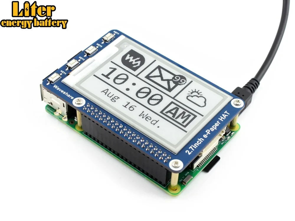 Waveshare 2.7 2e o-papel, 264x176, CHAPÉU de 2.7 polegada E-display De Tinta para Raspberry Pi 2B/3B/Zero/Zero W, cor Preto, Branco, a Interface SPI
