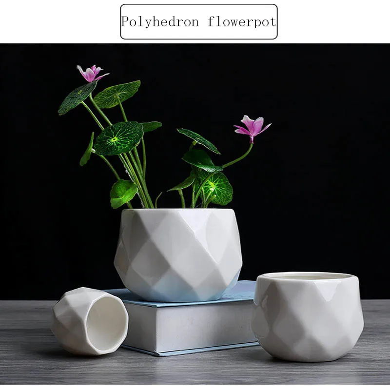 Креативный керамический Алмазный геометрический цветочный горшок простой суккулентный контейнер для растений зеленые кашпо маленькие бонсай горшки украшение дома