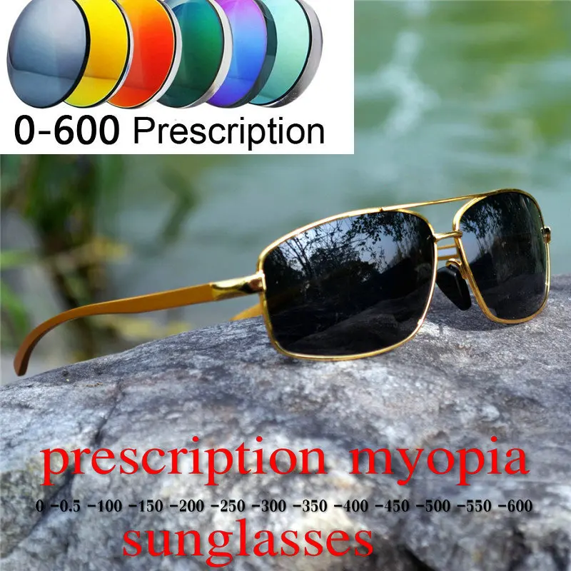 Сплав, мужские и женские поляризованные солнцезащитные очки, поляризованные солнцезащитные очки, на заказ, близорукость, минус, по рецепту, линзы от-1 до-6 NX - Цвет линз: gold-gray lens-0.5