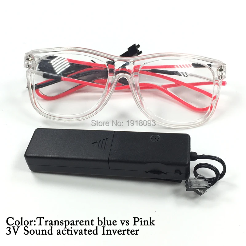 

For Event Party Supplies 3 Style Double Colors EL Wire Glowing Glasses 1pieces Holiday Light Glasses with Voice Controller