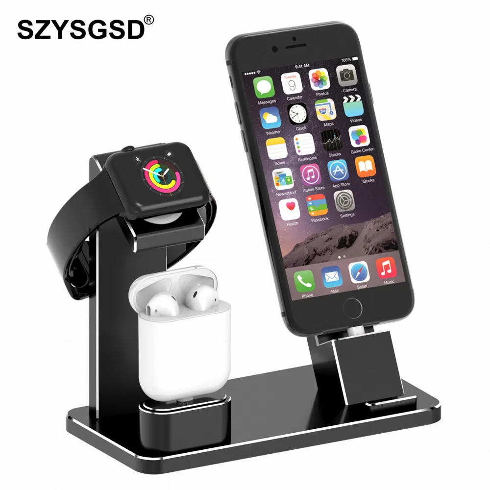 Зарядная док станция SZYSGSD 4 в 1 подставка держатель для AirPods IPad Air Mini Apple Watch 38 мм 42