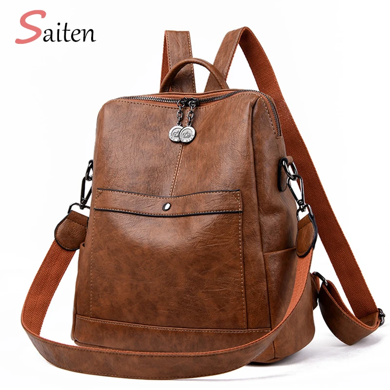 Saiten عالية الجودة جلد المرأة على ظهره جديد 2019 الأزياء ، Backbag الإناث قدرة كبيرة حقيبة مدرسية Mochila الأنثوية Saiten عالية الجودة جلد المرأة على ظهره جديد 2019 الأزياء ، Backbag الإناث قدرة كبيرة حقيبة مدرسية Mochila الأنثوية