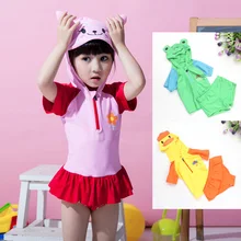 Милый купальник для девочек с героями мультфильмов; креативный принт с животными; раздельный купальник; Летний Пляжный детский купальник для девочек