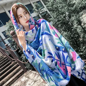 

Luxury Women Scarf Beach Shawl and Echarpe Summer Wrap Designer Scarves Plus Size 180*90cm Female Seaside Stoles Bandan W1101