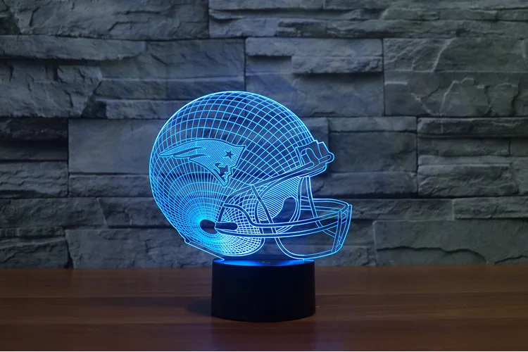 3D New England Patriots Logo NFL Team Collection Football Helmet Visual Lamp Home Decor LED Table Lamp Night light Drop Ship
