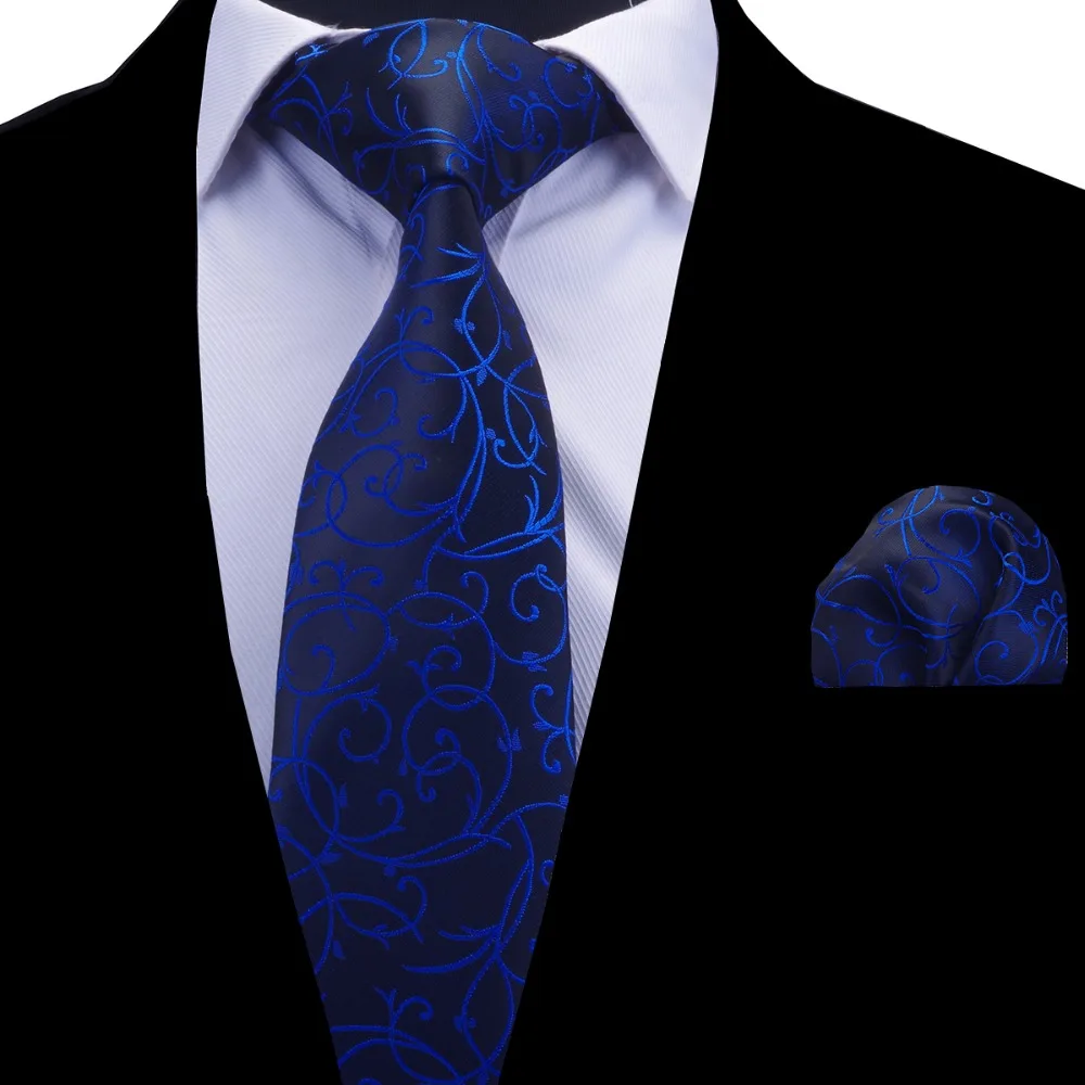 

Ricnais Floral Tie Set for Men Blue Silver Tie and Handkerchief Wine Red Necktie Man Corbatas Hombre Pocket Square Wedding Tie