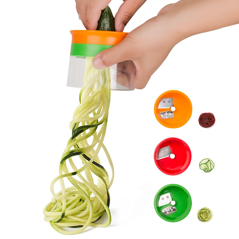 

Handle Vegetable Fruit Spiral Slicer Cutter Vegetable Spiralizer Grater Carrot Cucumber Courgette Zucchini Spaghetti Maker