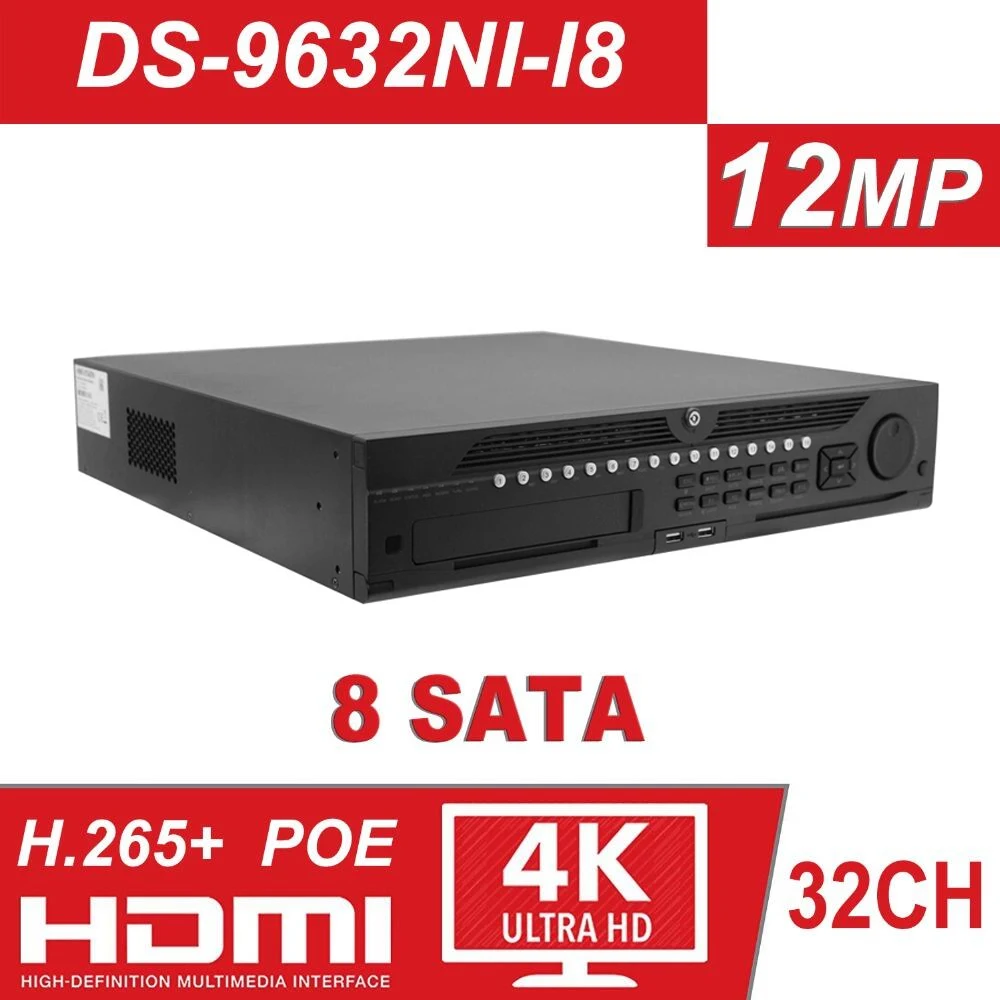 Hikvision профессиональная 32-канальная система видеонаблюдения DS-9632NI-I8 Встроенный 4K 32 CH NVR до 12 мегапикселей разрешение 8 SATA 2 HDMI