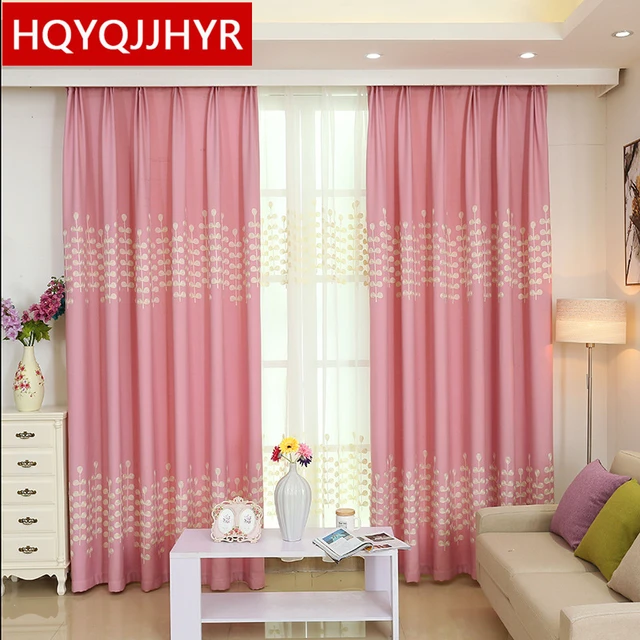 Neue Moderne Pastoral Rosa Blätter Bestickte Blackout vorhänge für ... Neue Moderne Pastoral Rosa Blätter Bestickte Blackout vorhänge für ...
