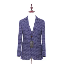 Plaid Pattern Wool Slim Blazer